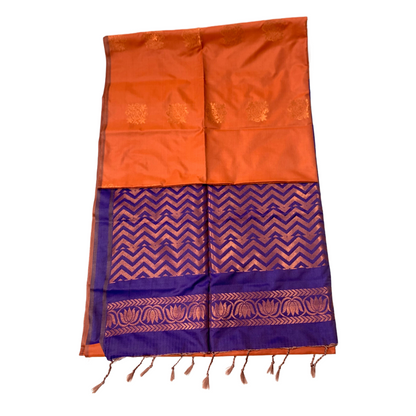 Soft Vegan Silk Saree Honey Brown Colour with  Border less