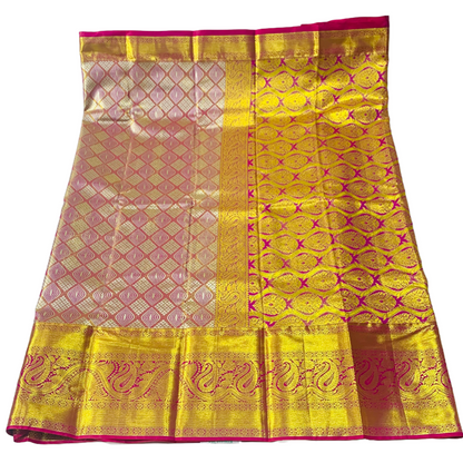 Vegan Silk Saree  Onion Purple shade with Golden with Mango design