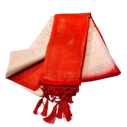 Ivory shade kuberra pattu with Red Pallu