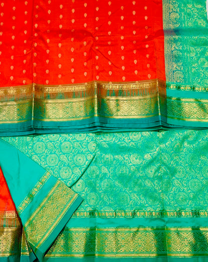 Pure Kanchipuram Silk Orange Colour