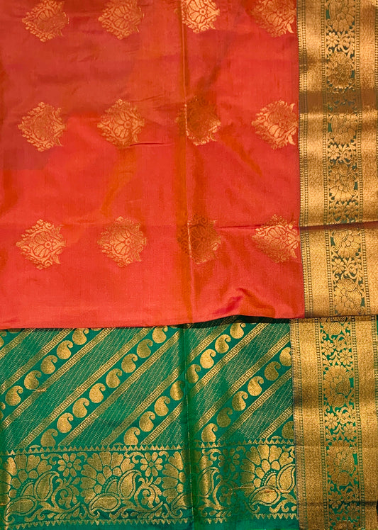 Soft Vegan Silk Saree Brownish Orange Colour