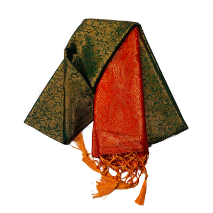 Green shade kuberra pattu with Orange Pallu