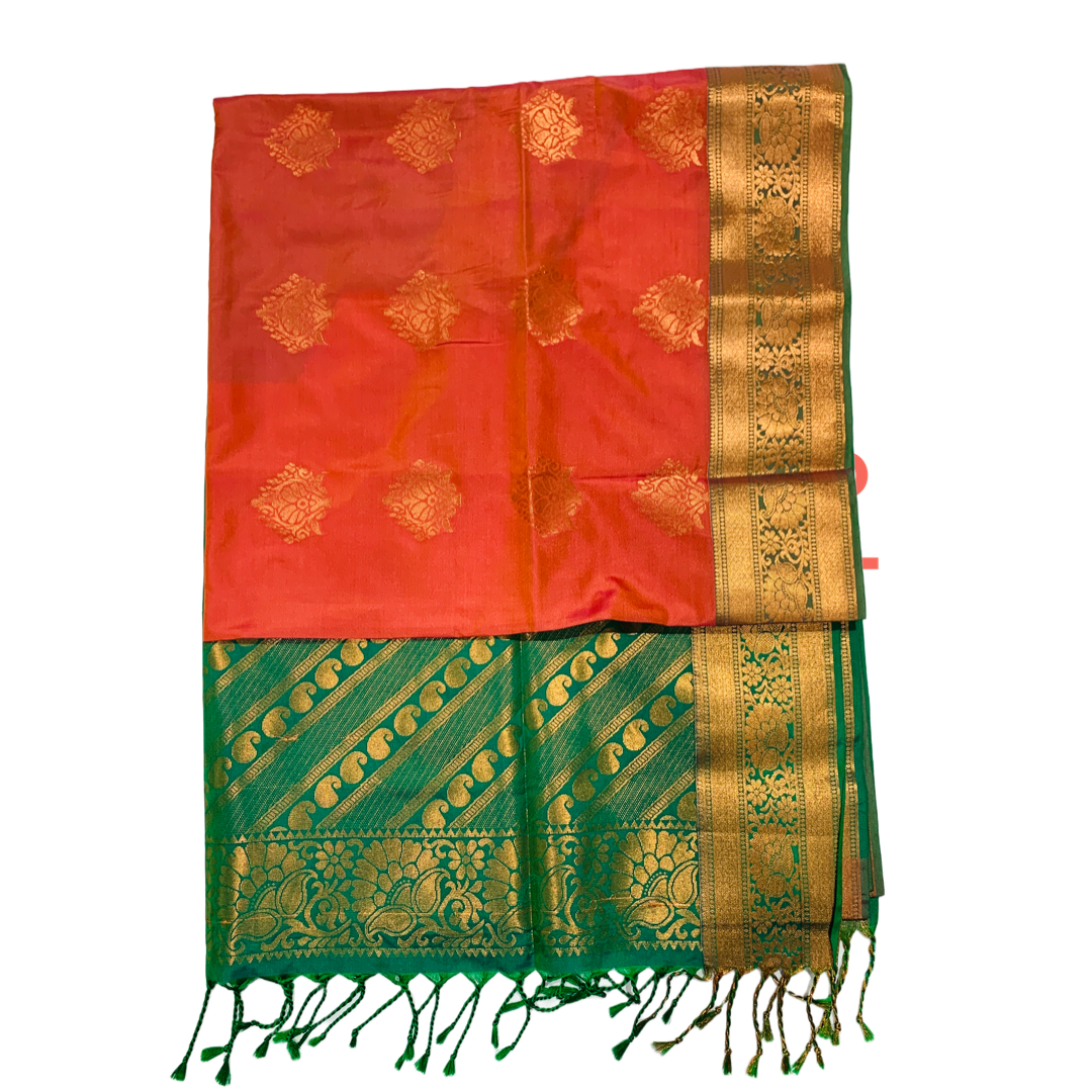 Soft Vegan Silk Saree Brownish Orange Colour