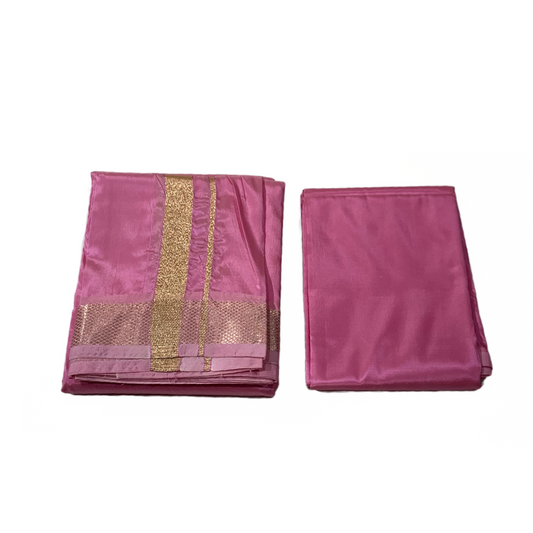 Baby Pink  Pattu Dhothi and Shirt Material