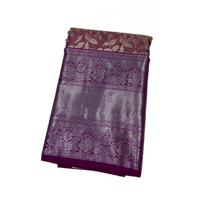 Lavender shade Soft kanchi pattu with Purple and Sliver Border