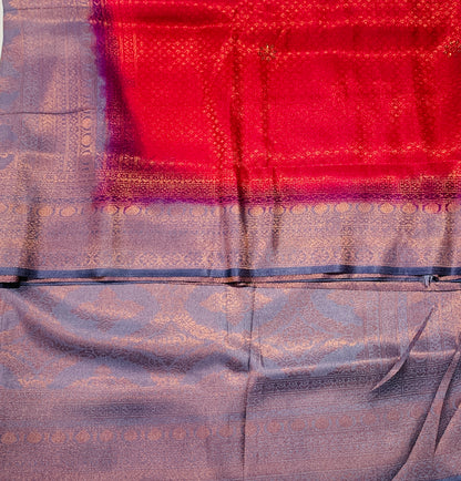 Pink shade kuberra pattu with Gray Pallu