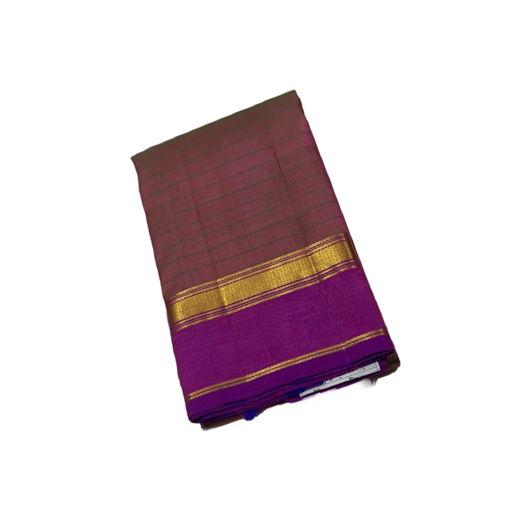 Pure Kanchivaram Silk Saree  Peach Colour with Pink Border