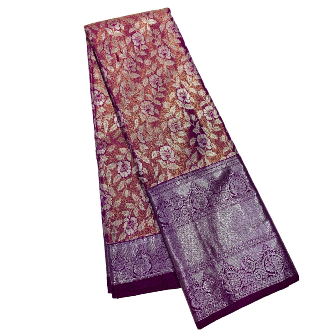 Lavender shade Soft kanchi pattu with Purple and Sliver Border