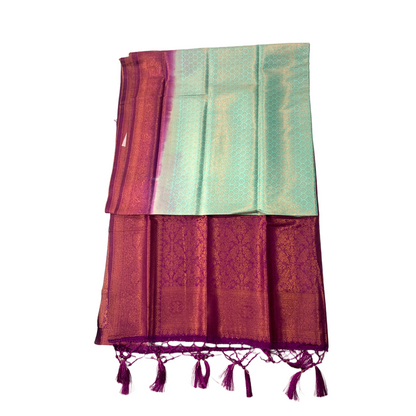 Pista Green shade kuberra pattu with Magenta Pallu