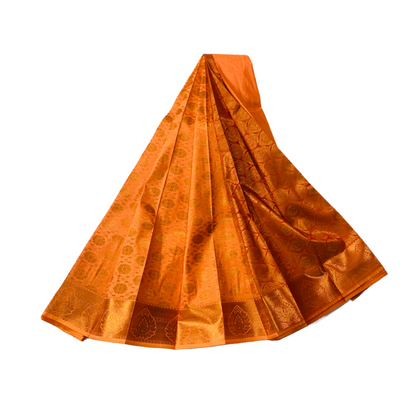 Peach shade Soft kanchi pattu with Floral design