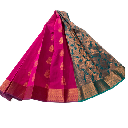 Pink shade silk cotton Saree