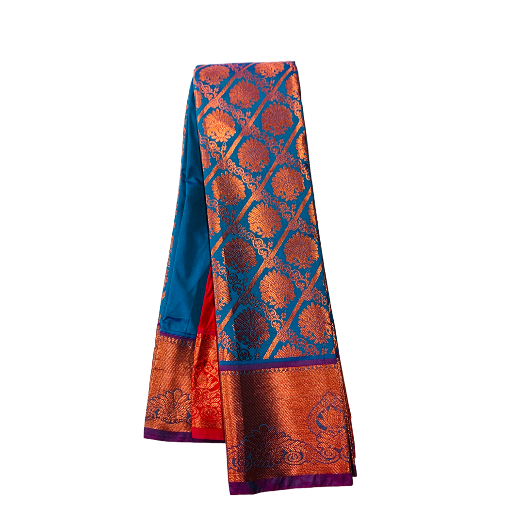 Pepsi Blue shade Soft kanchi pattu with Flower design