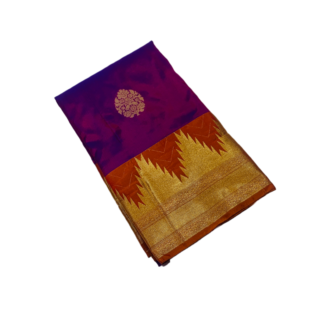 Pure Kachipuram Silk Saree Purple Colour