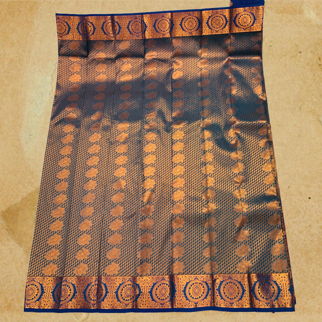 Art Silk Saree Peacock Blue Colour