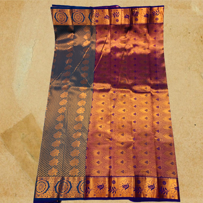 Art Silk Saree Peacock Blue Colour