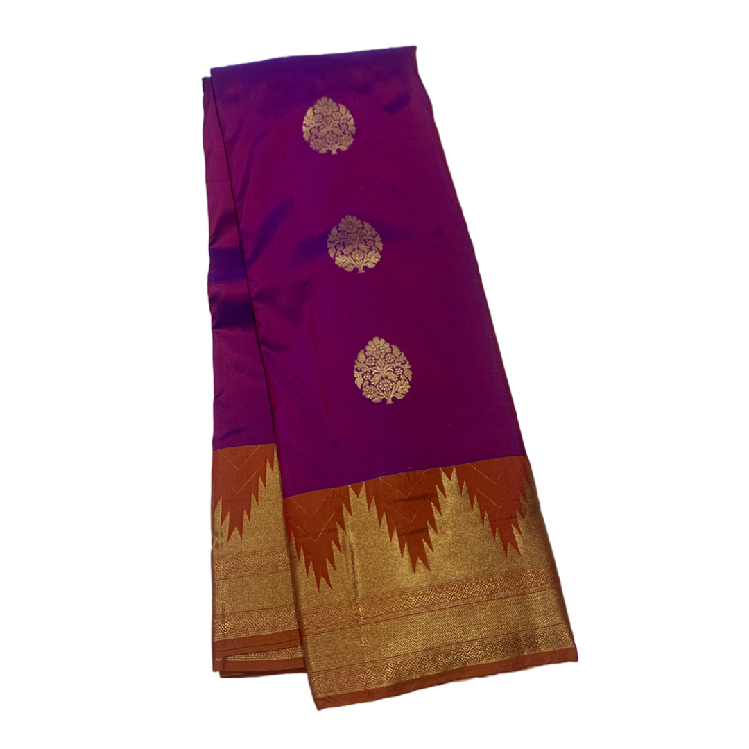 Pure Kachipuram Silk Saree Purple Colour