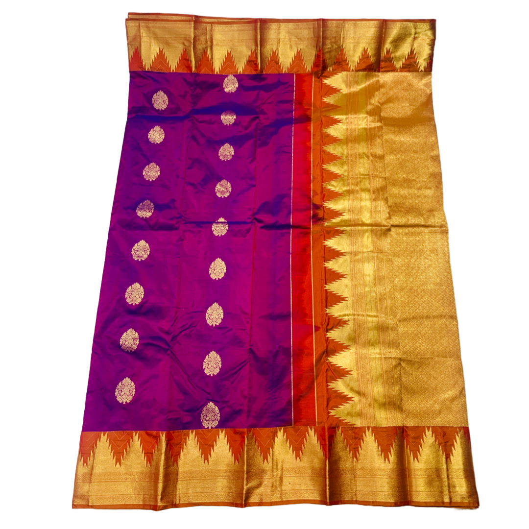 Pure Kachipuram Silk Saree Purple Colour