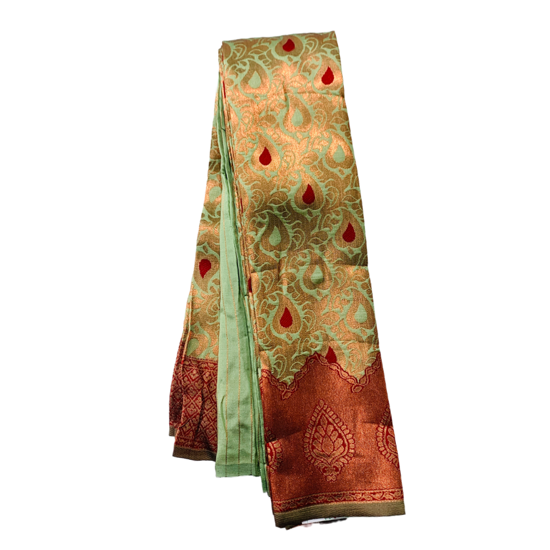 Pista Green shade saree with Leaf Design