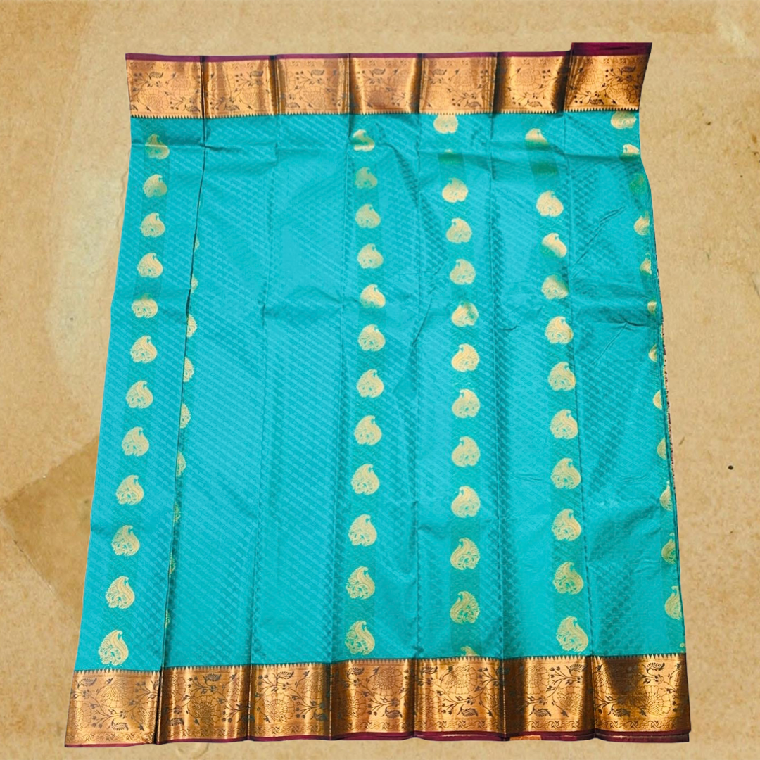 Art Silk Saree Peacock Green Colour