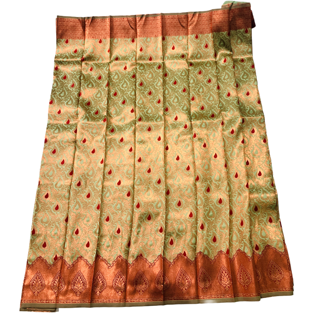 Pista Green shade saree with Leaf Design