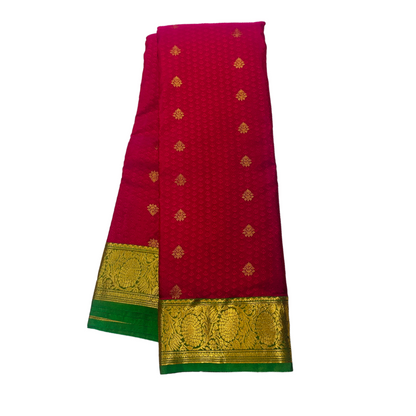 Pink shade Semi Silk Saree with Green Border with Floral Design