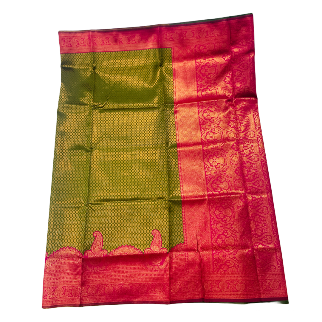 Green shade saree with Pink Border