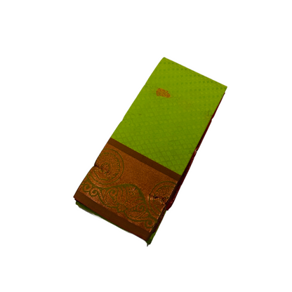 Parrot Green  shade Soft kanchi pattu with Copper zari