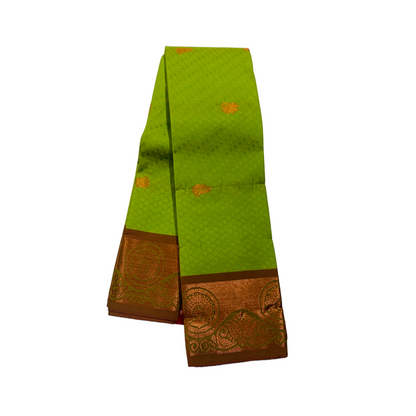 Parrot Green  shade Soft kanchi pattu with Copper zari