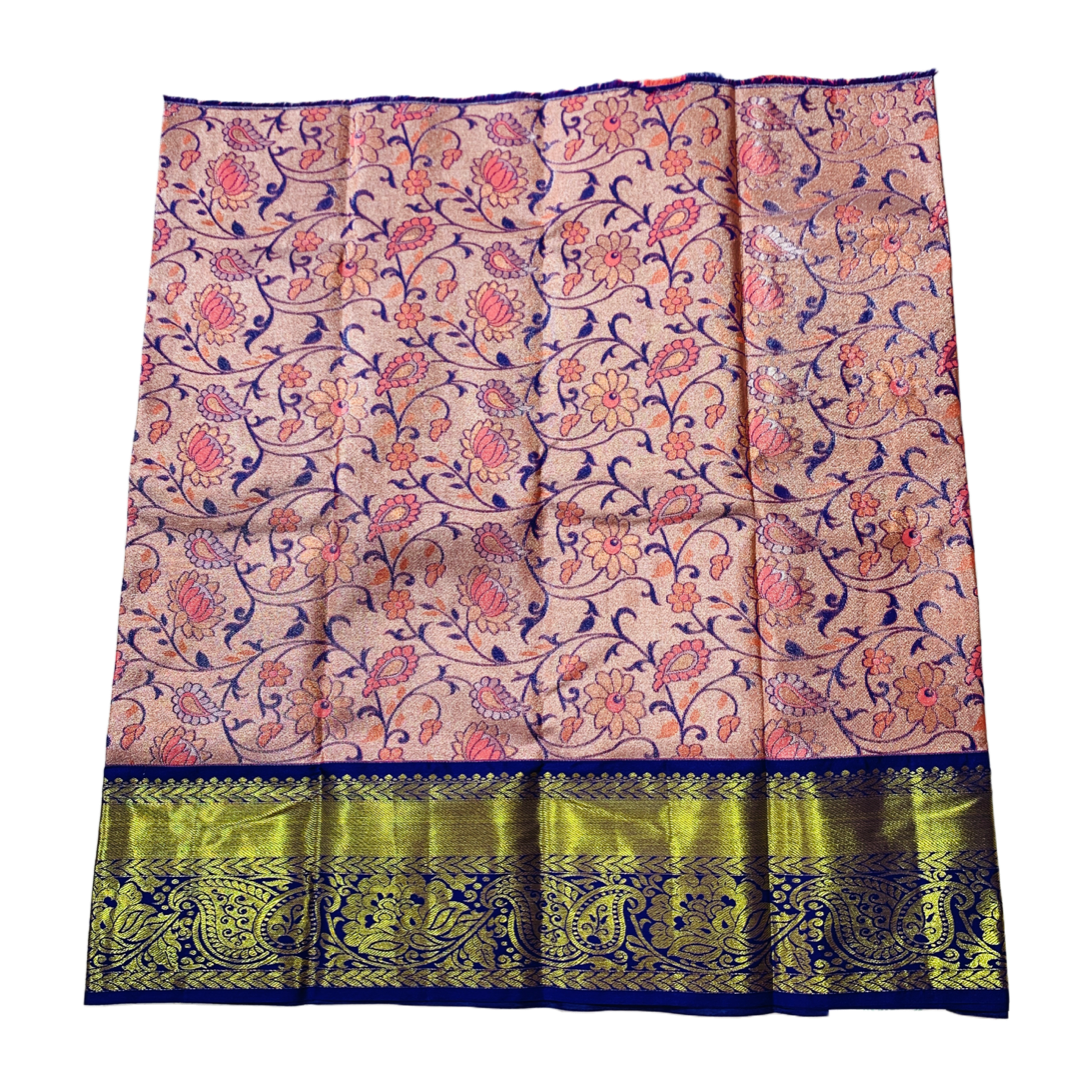 Baby Pink shade Vegan Silk Kids Pattu Pavadai with Contrast border for age 2 to 5