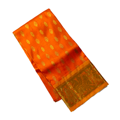 Peach shade Pure Kanchipuram Kids Pattu Pavadai with Self border for newborn to 2 Years