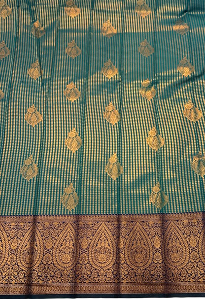 Art Silk Saree Peacock Green Colour