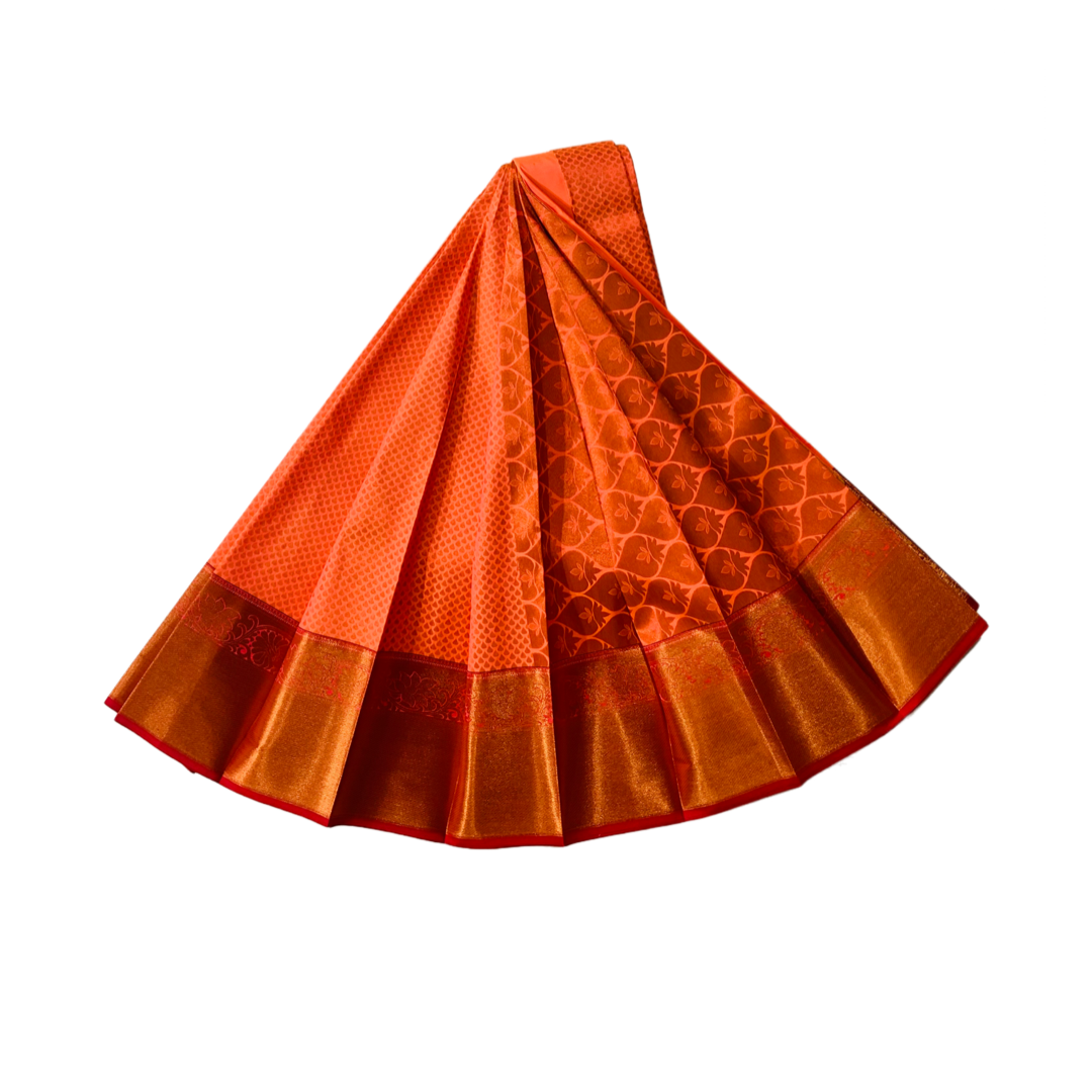 Peach shade Soft kanchi pattu with Copper Border