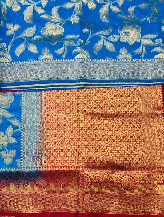 Banaras Saree Pepsi Blue Colour