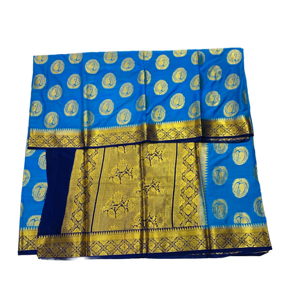 Crepe Saree Pepsi Blue Colour with Mango Design