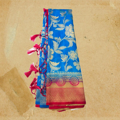 Banaras Saree Pepsi Blue Colour