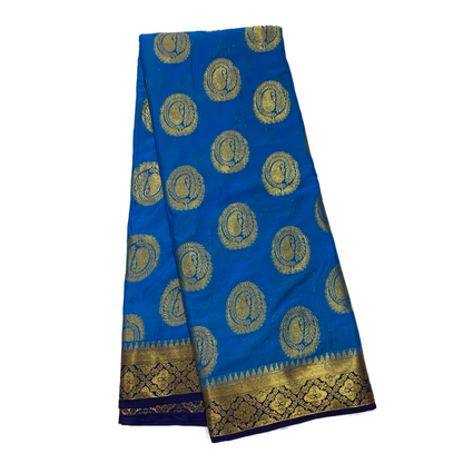 Crepe Saree Pepsi Blue Colour with Mango Design