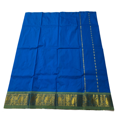 Pepsi Blue shade Semi Silk Kids Pattu Pavadai with contrast border for age 5 to 10