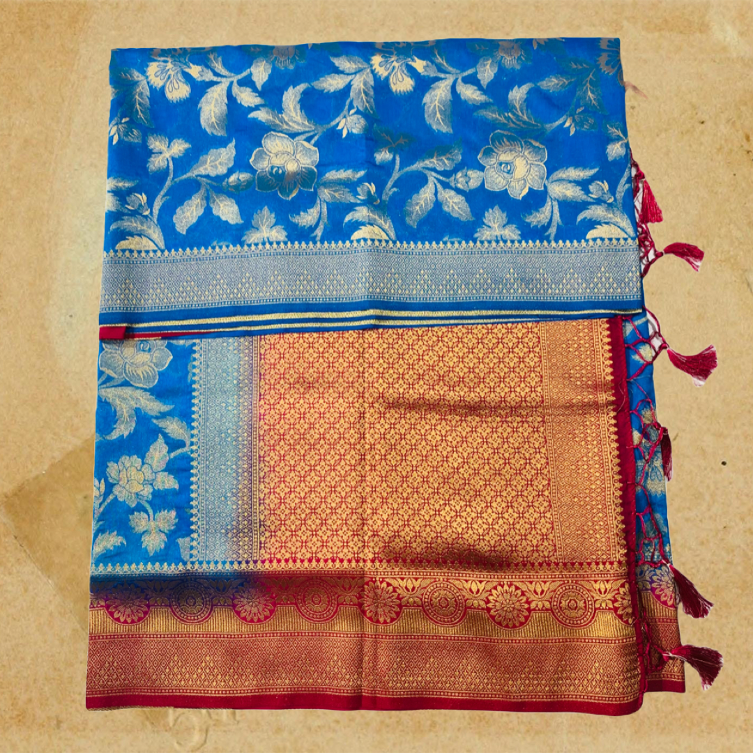 Banaras Saree Pepsi Blue Colour