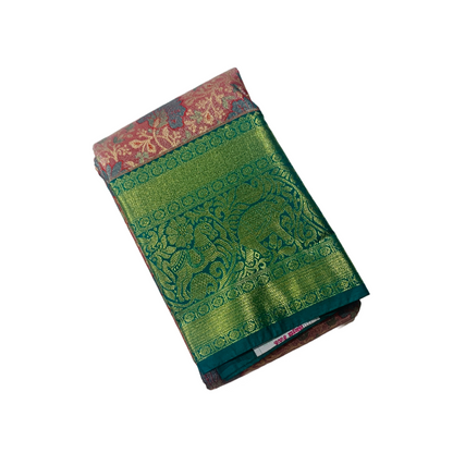 Pink shade Soft kanchi pattu with Green Border