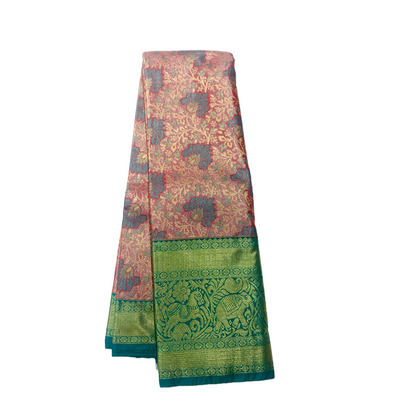 Pink shade Soft kanchi pattu with Green Border