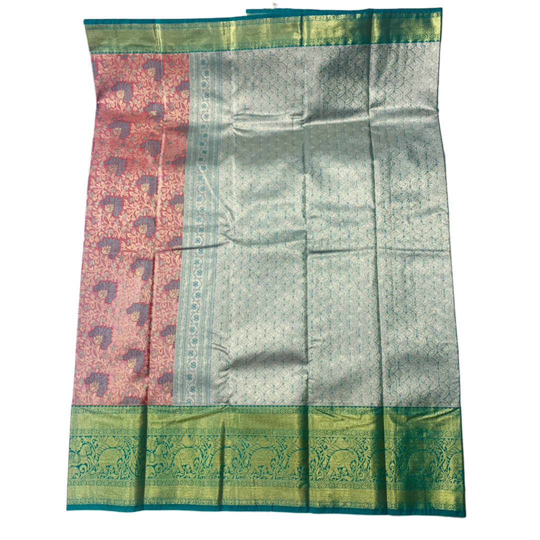 Pink shade Soft kanchi pattu with Green Border