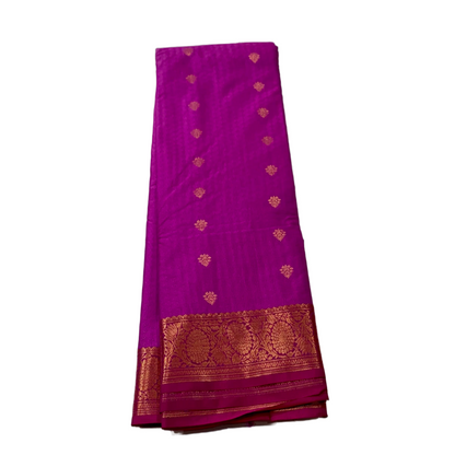 Purple shade Semi Silk Saree with flower design border.