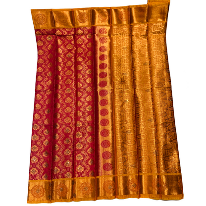 Bridal Vegan Silk Saree Pink Colour with Copper Border