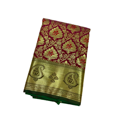 Pink Shade Saree with Golden Border with Mango design.