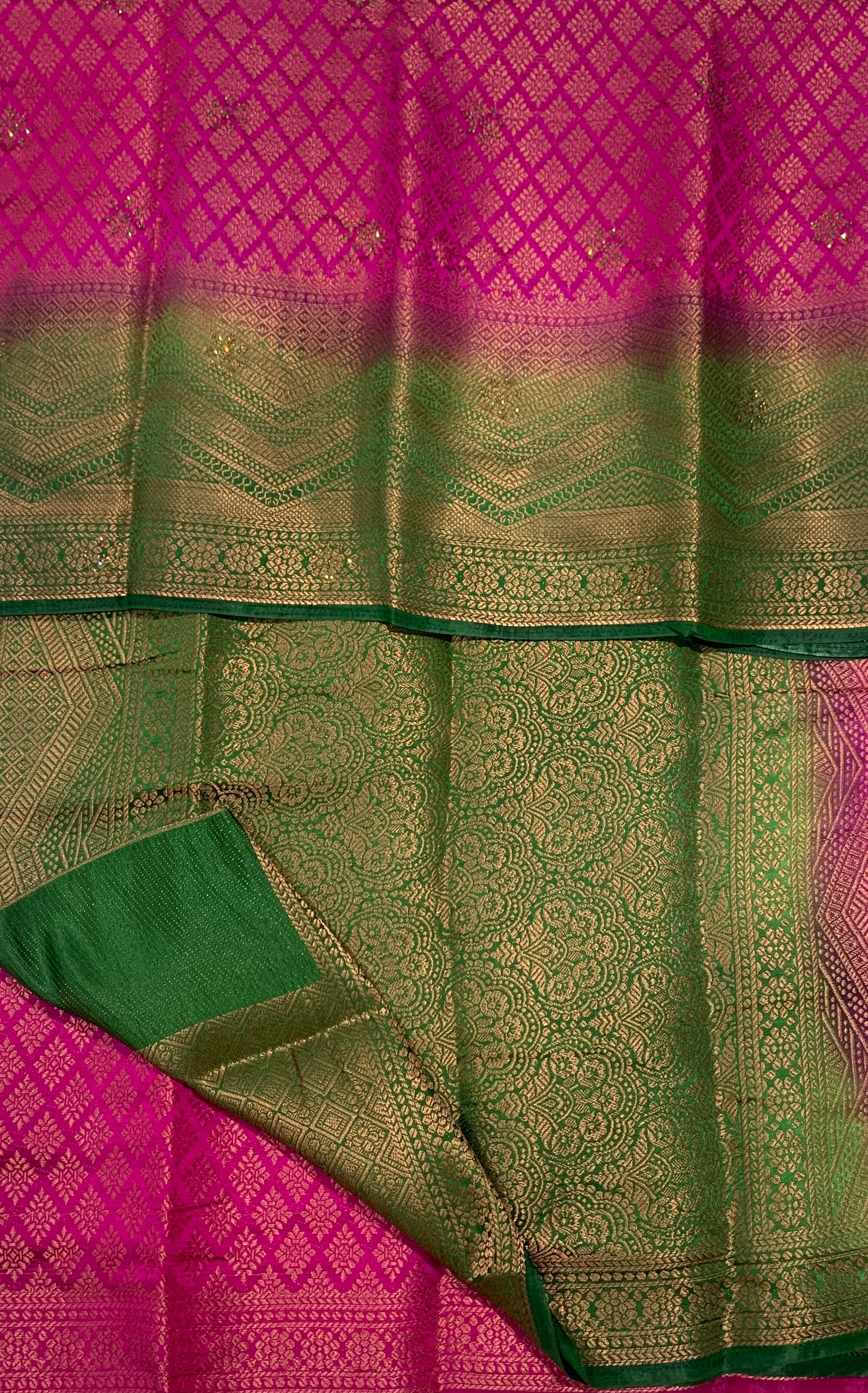 Soft Silk Saree Pink Colour with Green Border