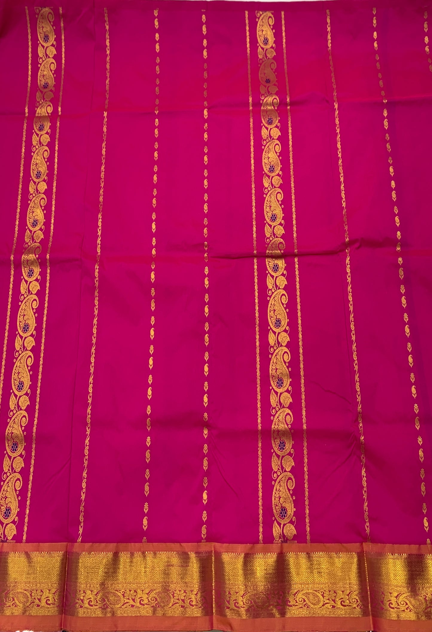 Pink shade vegan silk Kids Pattu Pavadai with Contrast border for age above 10 years