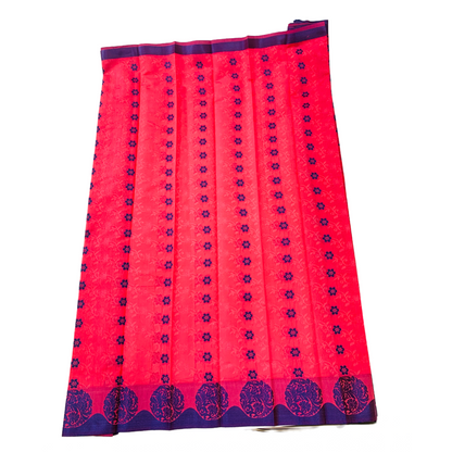 Pink shade silk cotton Saree with Blue Border