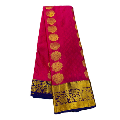 Pink Shade Kanchipuram Silk Saree with Blue Border