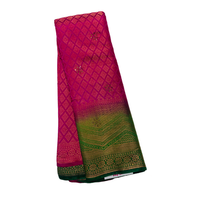 Soft Silk Saree Pink Colour with Green Border