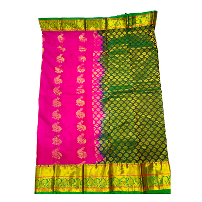 Semi Silk Saree Pink Colour with Flower design